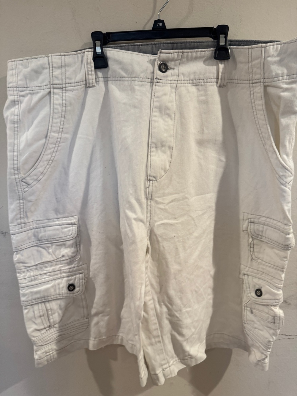 IRON Co Cargo Shorts Relaxed Longer Length Thick 10 Pockets Outdoor Ivory 42